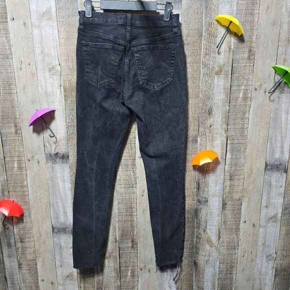 We The Free People Black Distressed Button Fly Skinny Jeans 26 - Picture 2 of 5
